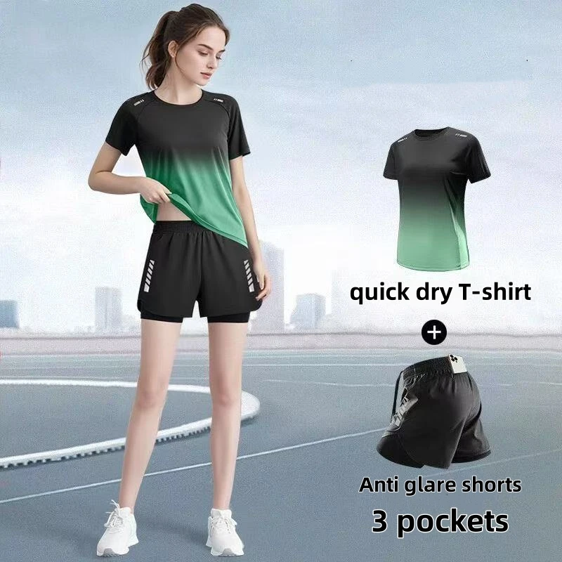 Badminton Outfit - Women's sportswear set, running shorts, T-shirt,