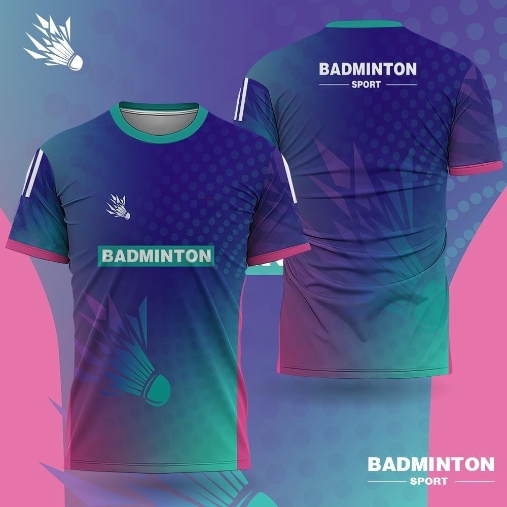 Badminton Logo - Men's Badminton Clothing Gradient 3D Print